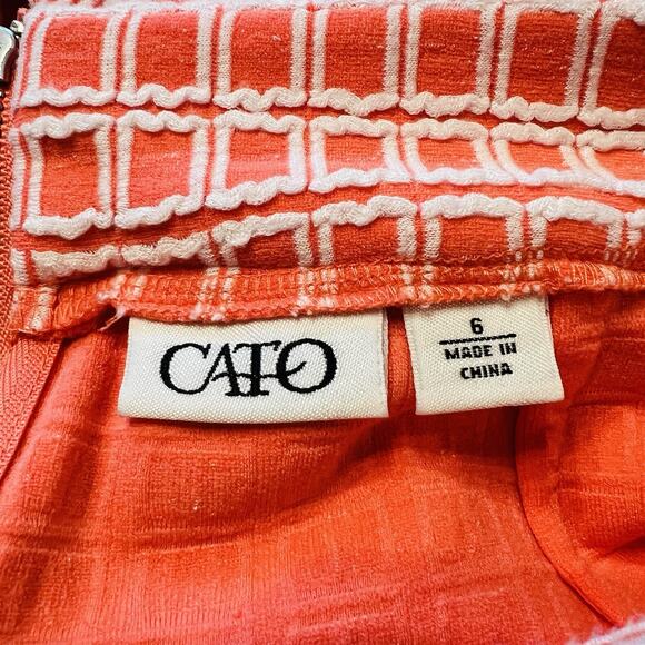 Cato Skirt Women’s Size 6 Peach White Patterned Lined Rear Zip Straight (A0126) - Picture 4 of 5